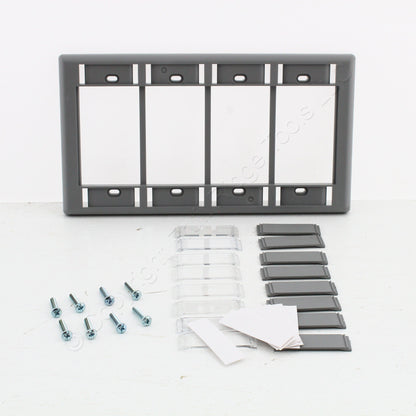 Hubbell Gray iStation Module Frame Plate 4-Gang Configurable w/ID Window IMF4GY