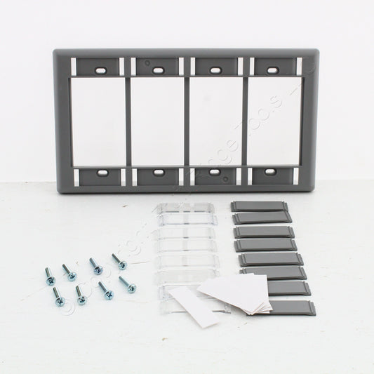 Hubbell Gray iStation Module Frame Plate 4-Gang Configurable w/ID Window IMF4GY