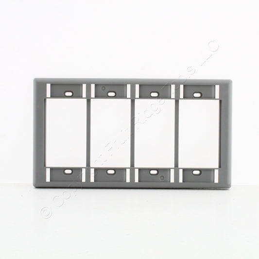 Hubbell Gray iStation Module Frame Plate 4-Gang Configurable w/ID Window IMF4GY