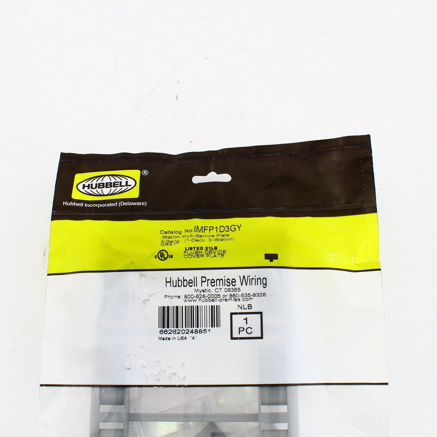 Hubbell IMFP1D3GY Gray 4-Gang Single Decorator iStation Module Frame w/ID Plate