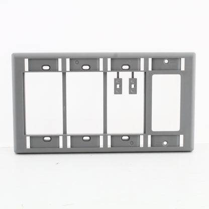 Hubbell IMFP1D3GY Gray 4-Gang Single Decorator iStation Module Frame w/ID Plate