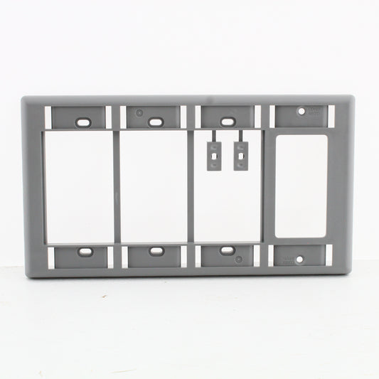Hubbell IMFP1D3GY Gray 4-Gang Single Decorator iStation Module Frame w/ID Plate