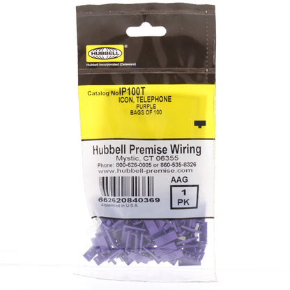 100PK Hubbell Purple Telephone ICON for NetSelect Communication Jacks IP100T