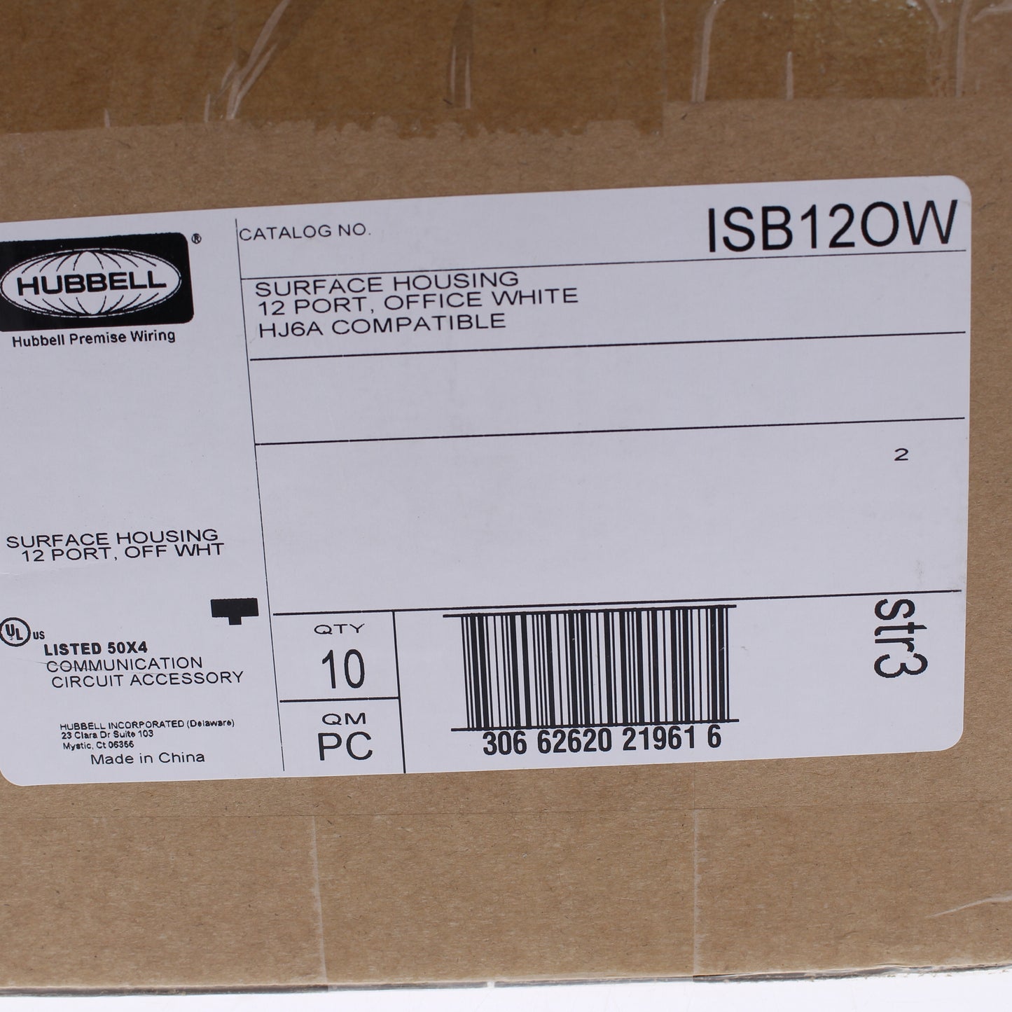Hubbell ISB12OW Office White 12-Port Keystone Housings Surface Mount Box 10pcs
