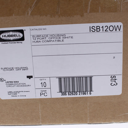 Hubbell ISB12OW Office White 12-Port Keystone Housings Surface Mount Box 10pcs