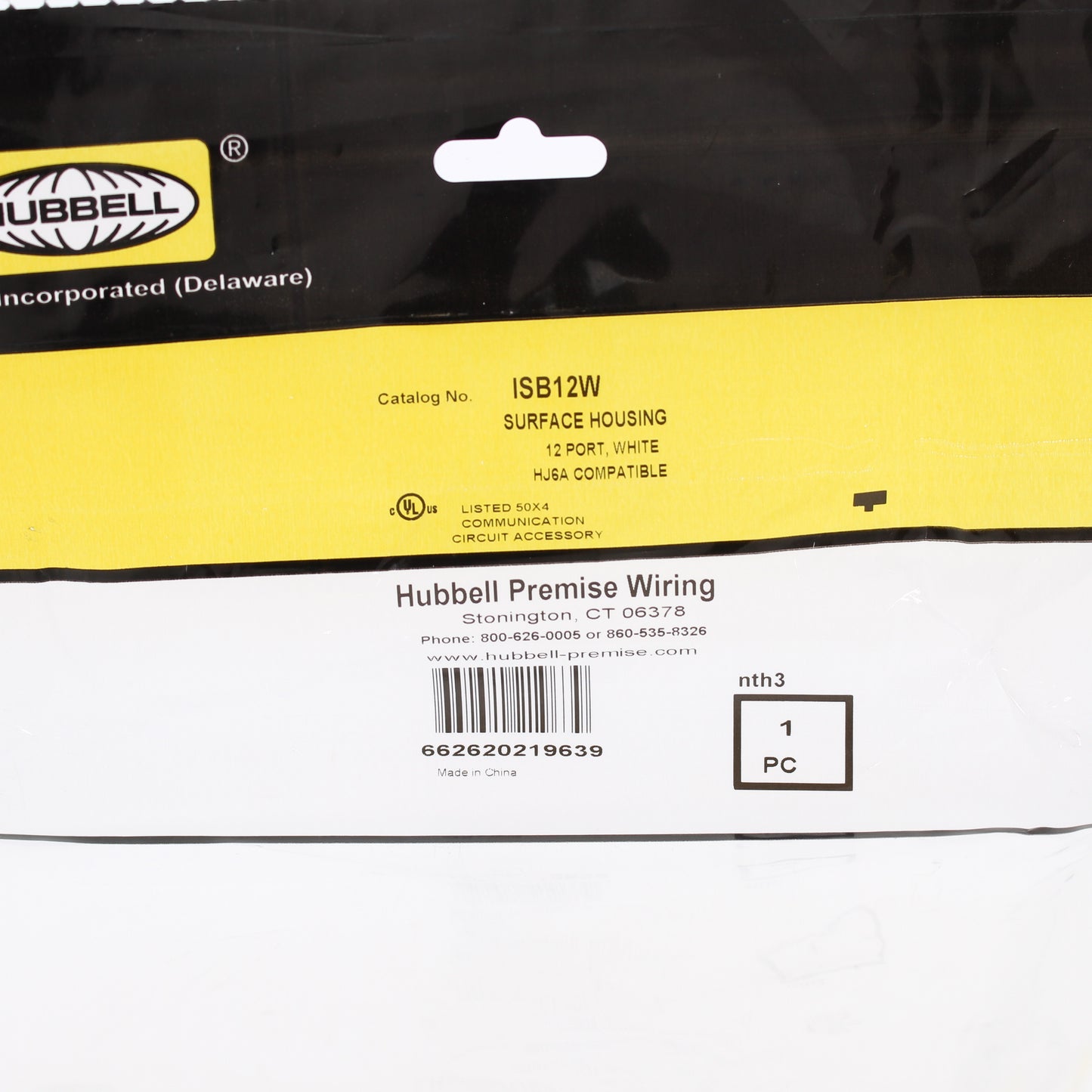 Hubbell ISB12W White 12-Port Ethernet Data Keystone Housing Surface Mount Box