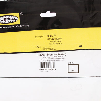 Hubbell ISB12W White 12-Port Ethernet Data Keystone Housing Surface Mount Box
