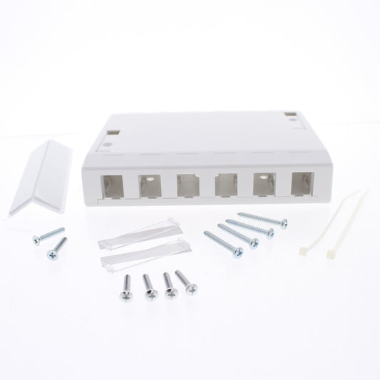 Hubbell ISB12W White 12-Port Ethernet Data Keystone Housing Surface Mount Box