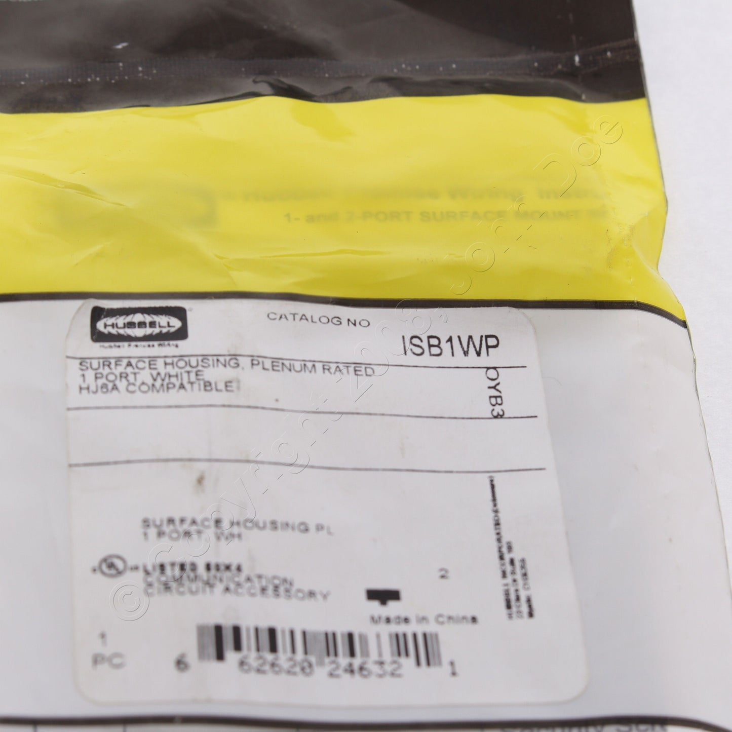 Hubbell White 1-Port Data Keystone Housing Surface Mount Box Plenum Rated ISB1WP