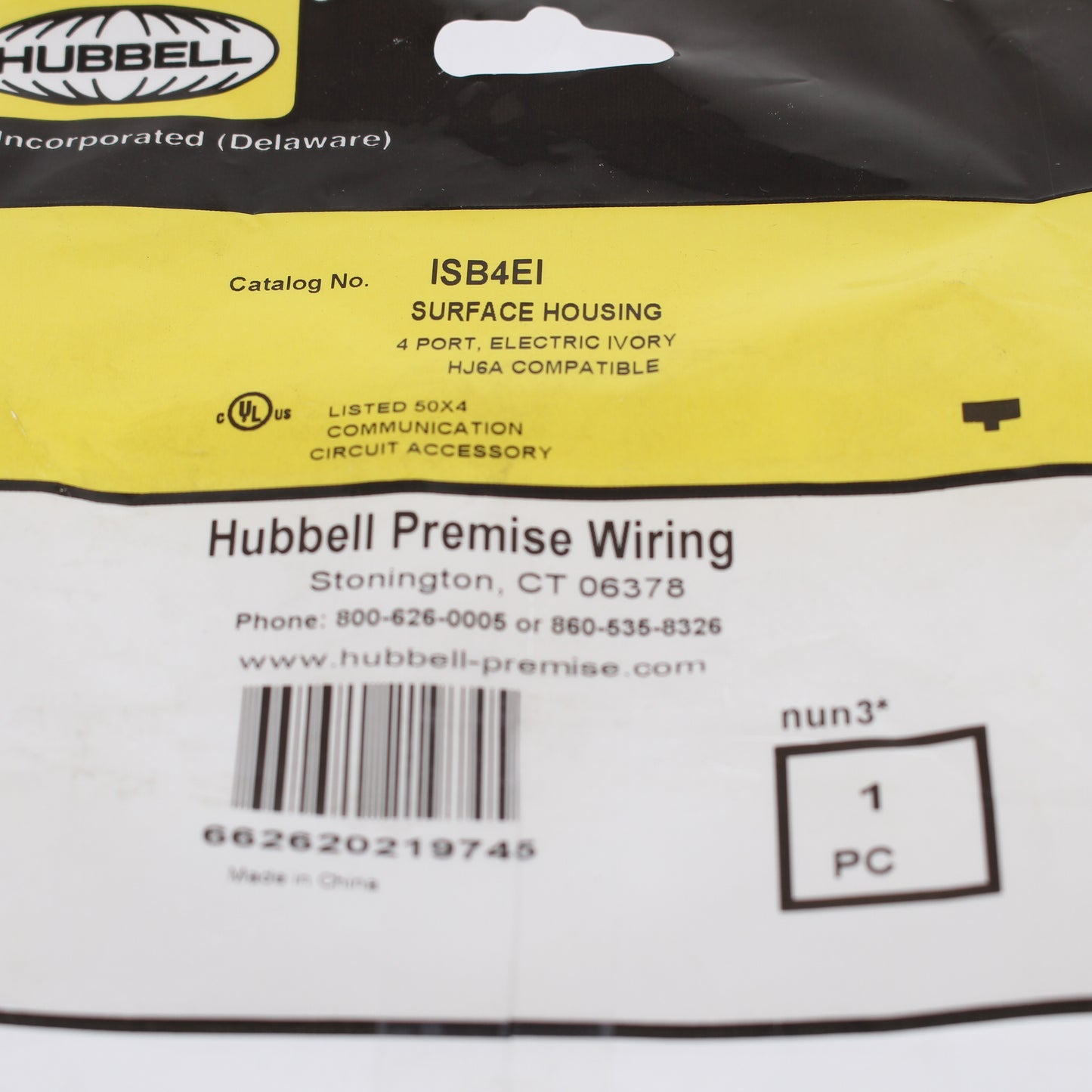 Hubbell Ivory 4-Port Data Voice Media Keystone Housing Surface Mount Box ISB4EI
