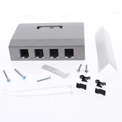 Hubbell Gray 4-Port Data Voice Media Keystone Housing Surface Mount Box ISB4GY