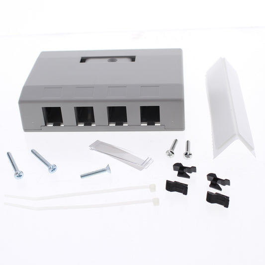 Hubbell Gray 4-Port Data Voice Media Keystone Housing Surface Mount Box ISB4GY