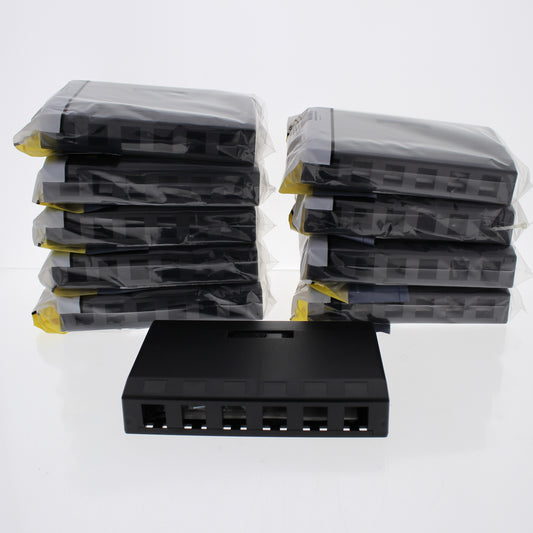 10 Hubbell Black 6-Port Data Voice Keystone Housings Surface Mount Box ISB6BK
