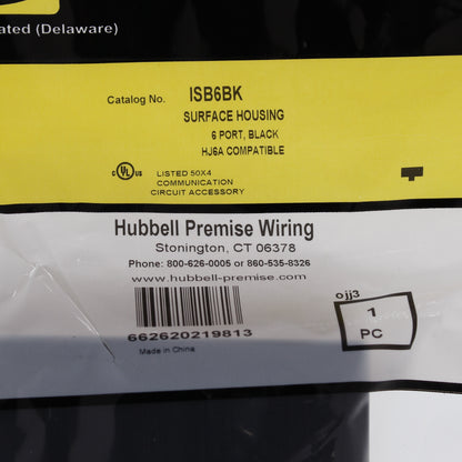 Hubbell Black 6-Port Data Voice Media Keystone Housing Surface Mount Box ISB6BK