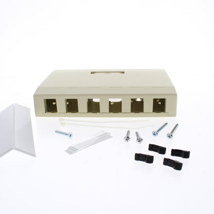 Hubbell ISB6EI Ivory 6-Port Data Voice Surface Mount Keystone Housings Box 10pcs