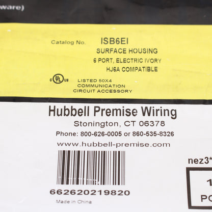 Hubbell Ivory 6-Port Data Voice Media Keystone Housing Surface Mount Box ISB6EI