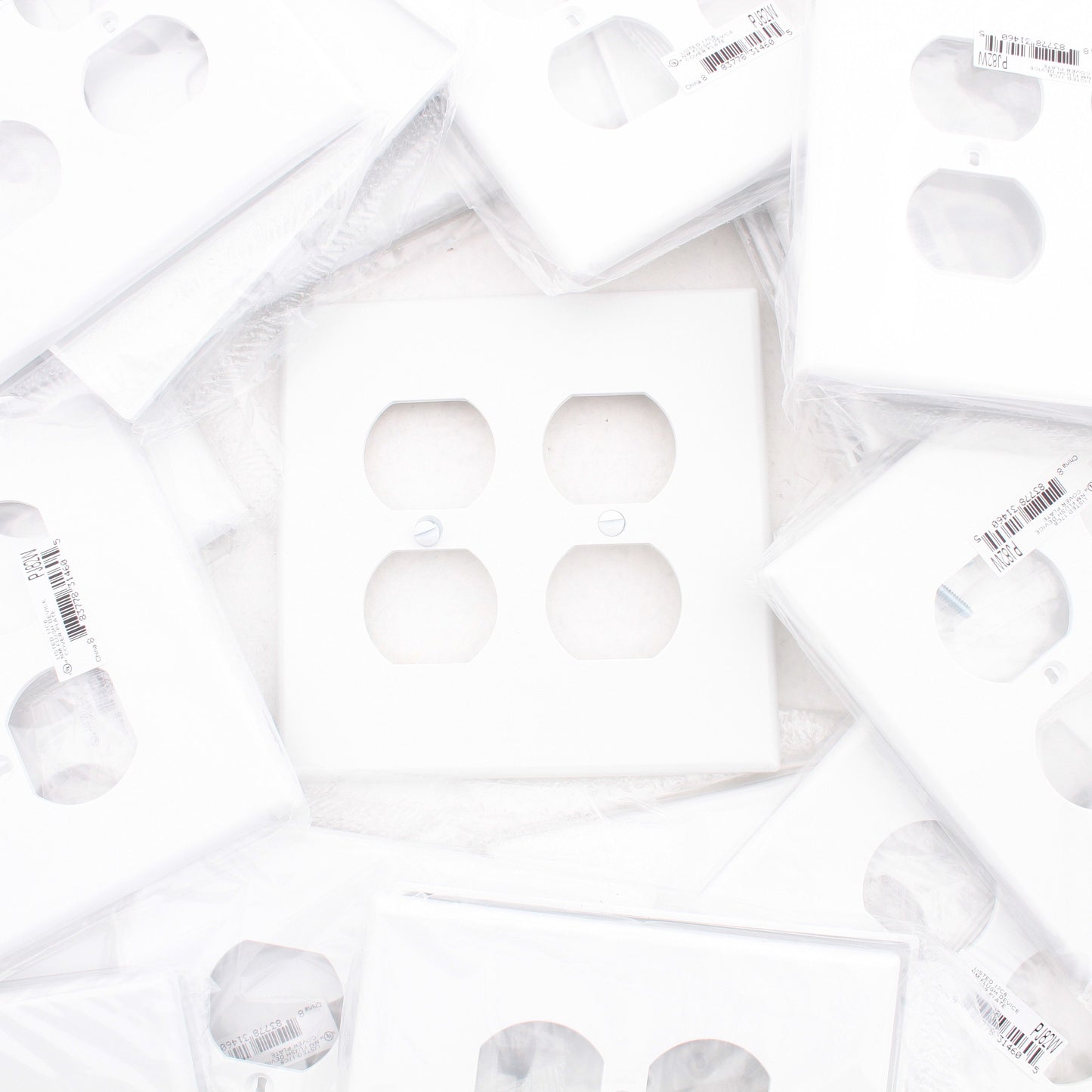 Hubbell PJ82W White Unbreakable 2-Gang Duplex Receptacle Mid-Size Covers 25pcs