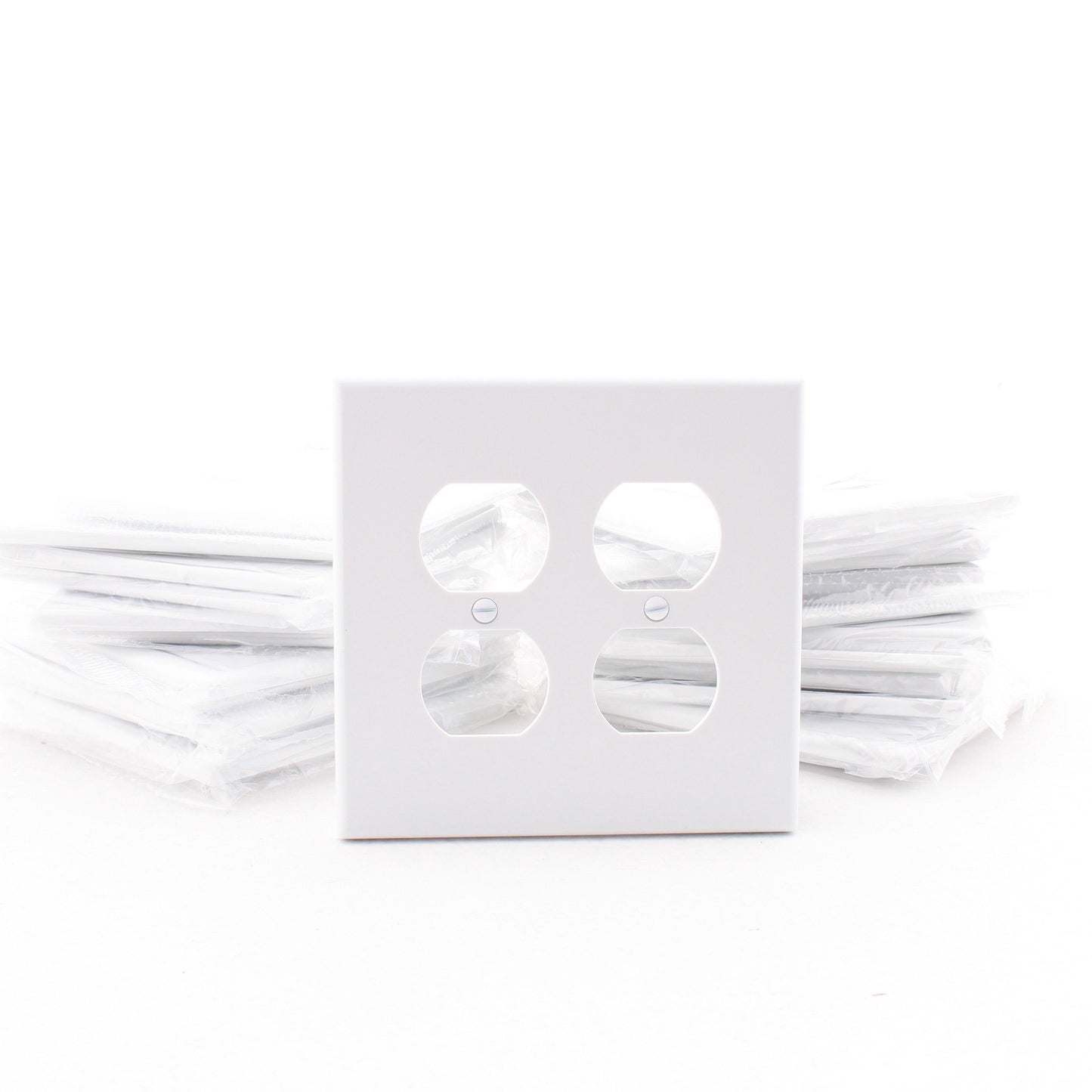 Hubbell PJ82W White Unbreakable 2-Gang Duplex Receptacle Mid-Size Covers 25pcs