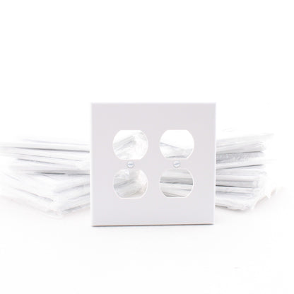 Hubbell PJ82W White Unbreakable 2-Gang Duplex Receptacle Mid-Size Covers 25pcs