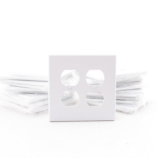 Hubbell PJ82W White Unbreakable 2-Gang Duplex Receptacle Mid-Size Covers 25pcs