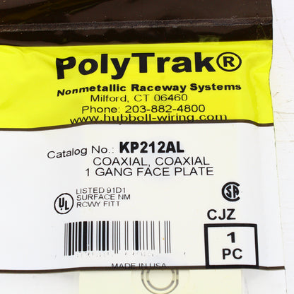 Hubbell KP212AL Almond 1-Gang Coax Faceplate for KP Series Unbreakable Wallplate