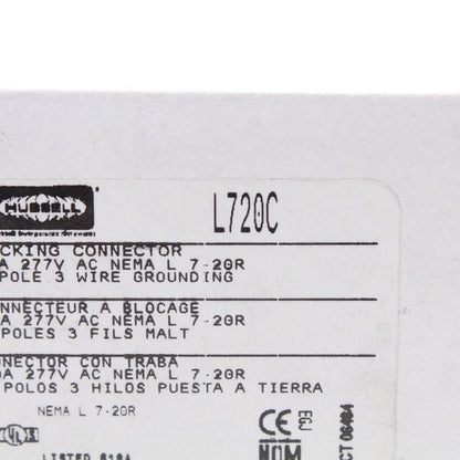 Hubbell L720C 20A Industrial Turn Twist Locking Plug Connector NEMA L7-20R 277V