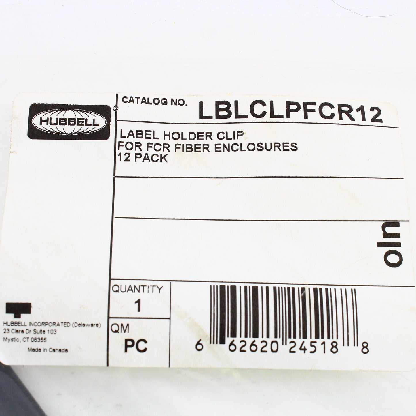 Hubbell Label Clips for Hubbell FCR Fiber Optic Patch Panel 12-Pack LBLCLPFCR12