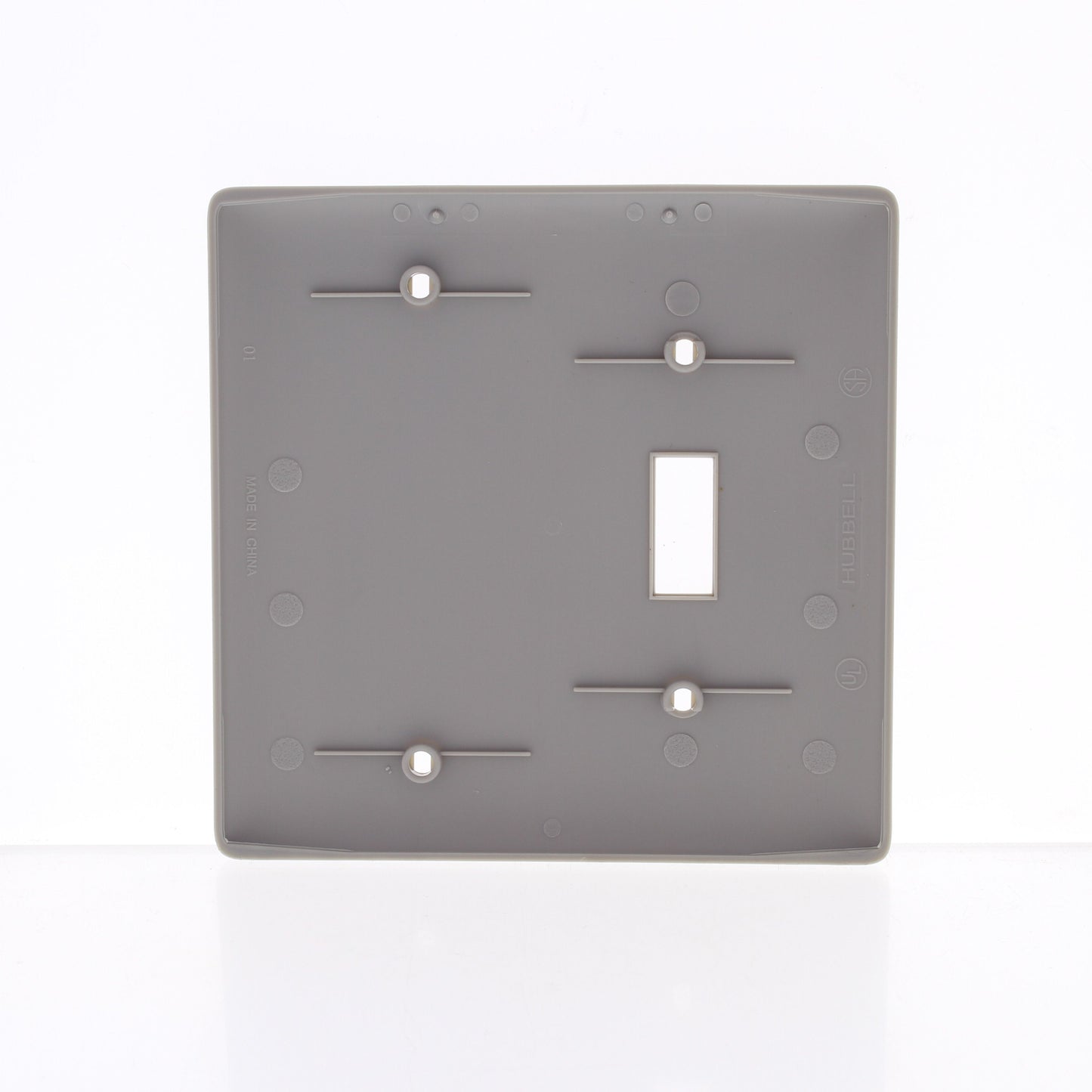 Hubbell NP113GY Gray 2-Gang Toggle Blank Nylon Standard Wallplate Cover Box Mnt