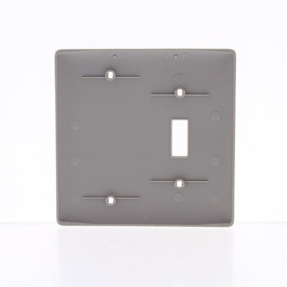 Hubbell NP113GY Gray 2-Gang Toggle Blank Nylon Standard Wallplate Cover Box Mnt