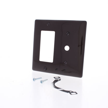 Hubbell NP1226 Brown 2-Gang Decora 1-Cable Nylon Standard Wallplate Cover 25pcs