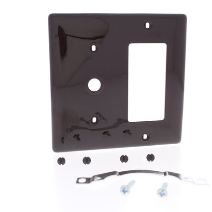 Hubbell NP1226 Brown 2-Gang Decorator .406" Cable Unbreakable Standard Wallplate