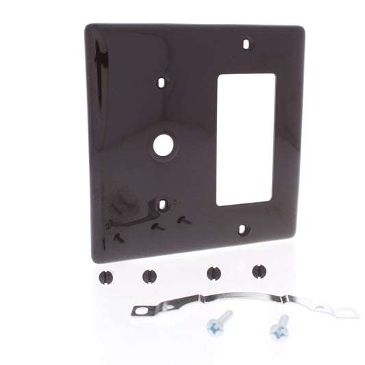 Hubbell NP1226 Brown 2-Gang Decorator .406" Cable Unbreakable Standard Wallplate