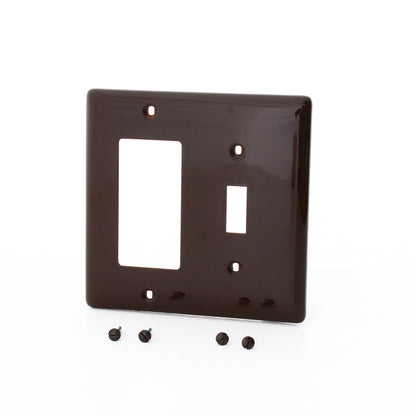 Hubbell NP126 Brown 2-Gang Toggle Switch Decorator GFCI Nylon Standard Wallplate