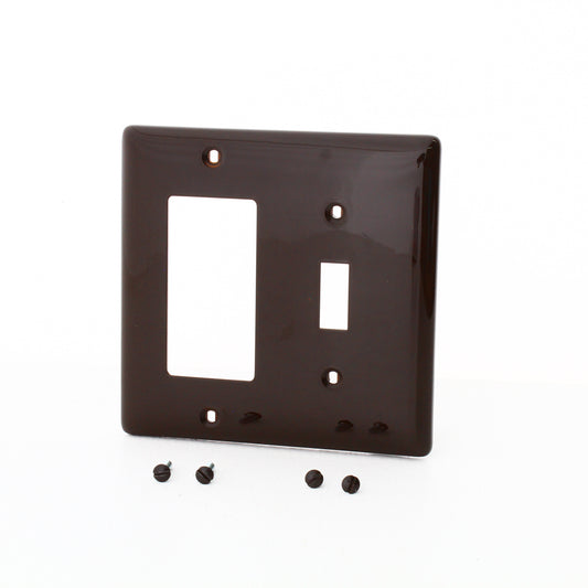 Hubbell NP126 Brown 2-Gang Toggle Switch Decorator GFCI Nylon Standard Wallplate