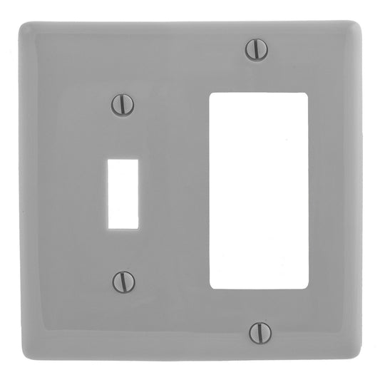 Hubbell NP126GY Gray 2-Gang Toggle Switch Decorator GFI Nylon Standard Wallplate