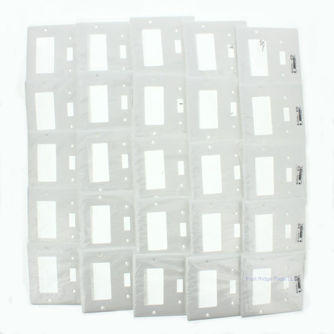 Hubbell NP126W White 2-Gang Toggle Decorator Unbreakable Standard Wallplate 25pc