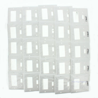 Hubbell NP126W White 2-Gang Toggle Decorator Unbreakable Standard Wallplate 25pc