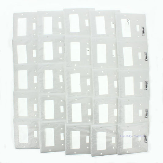 Hubbell NP126W White 2-Gang Toggle Decorator Unbreakable Standard Wallplate 25pc
