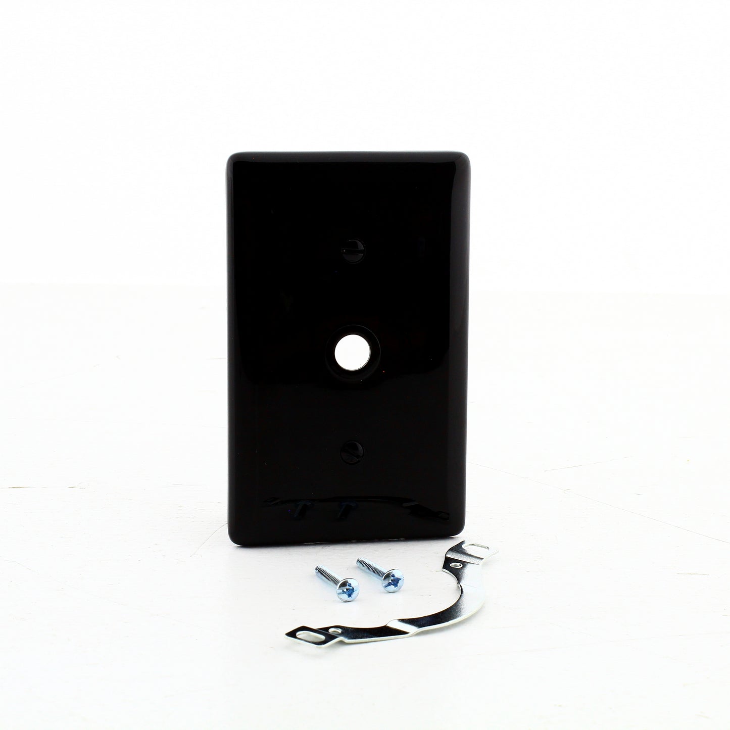 Hubbell NP12BK Black 1-Gang Telephone .406" Standard Wallplate Cover Strap Mount