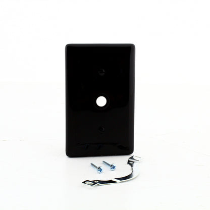 Hubbell NP12BK Black 1-Gang Telephone .406" Standard Wallplate Cover Strap Mount
