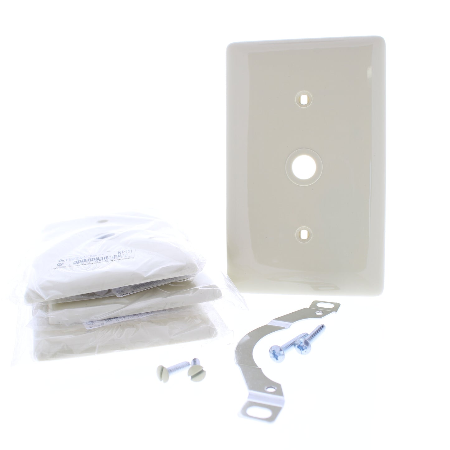 Hubbell NP12I Ivory 1-Gang Telephone .406" Hole Wallplate Cover Strap Mount 4pcs