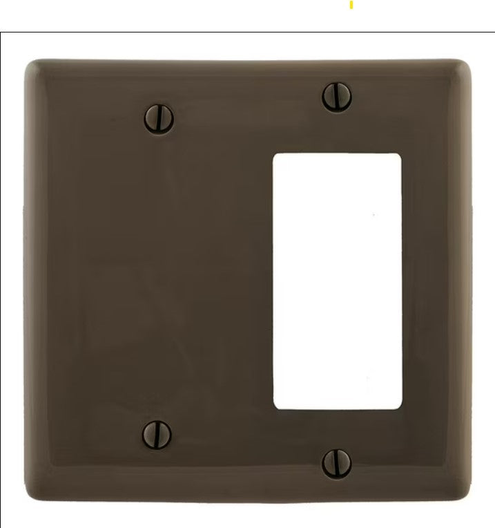Hubbell NP1326 Brown 2-Gang Blank Decorator GFCI Nylon Standard Wallplate Cover