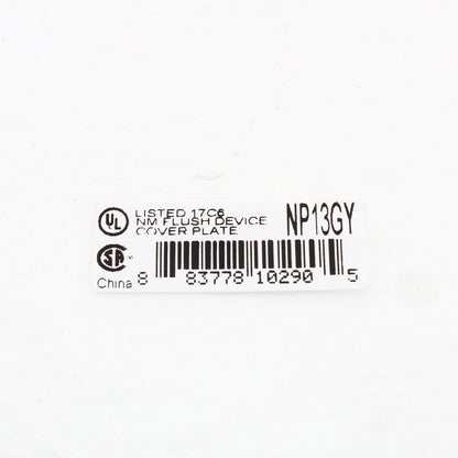 Hubbell NP13GY Gray 1-Gang Blank Unbreakable Standard Wallplate Cover Box Mount