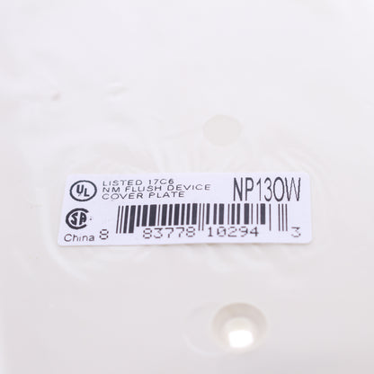 Hubbell NP13OW Office White 1-Gang Blank Nylon Standard Wallplate Cover BoxMount