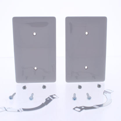 Hubbell NP14GY Gray 1-Gang Blank Unbreakable Standard Wallplate Strap Mount 2pcs