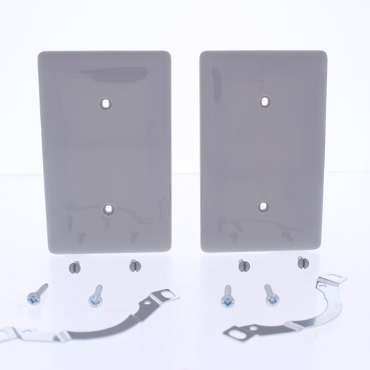 Hubbell NP14GY Gray 1-Gang Blank Unbreakable Standard Wallplate Strap Mount 2pcs