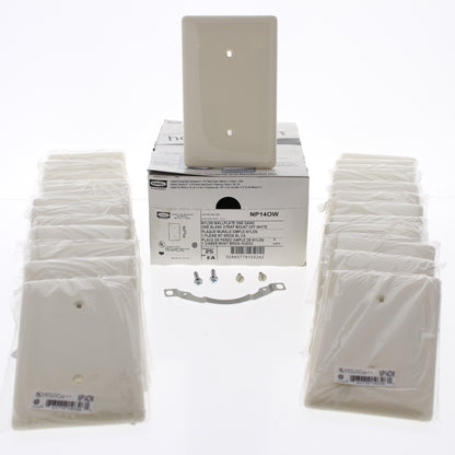 Hubbell NP14OW Office White 1-Gang Blank Unbreakable Standard Wallplates 25pcs