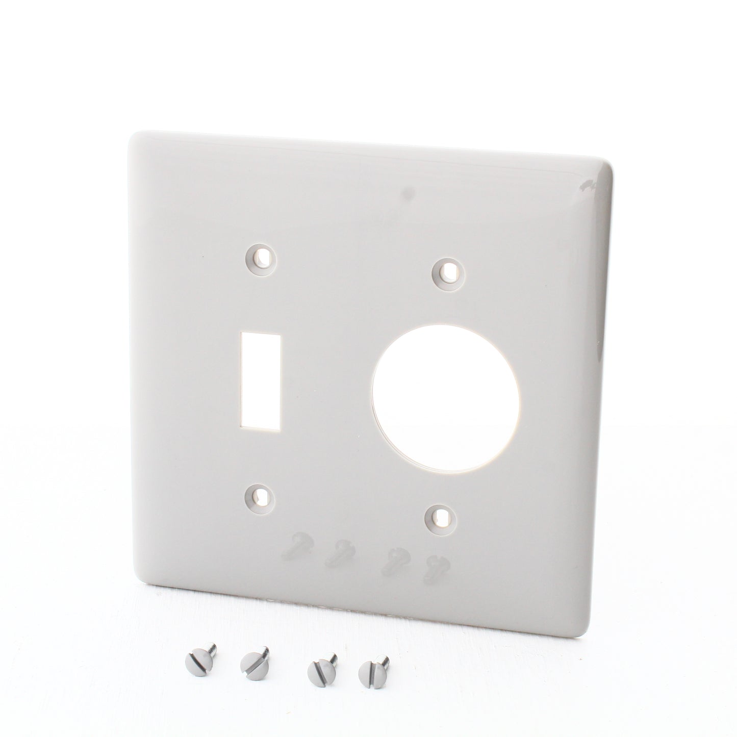 Hubbell NP17GY Gray 2-Gang Toggle Switch Single 1.406" Outlet Standard Wallplate