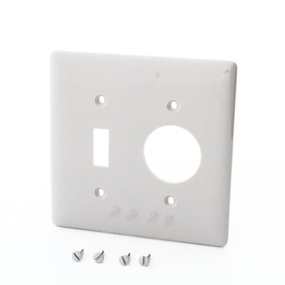 Hubbell NP17GY Gray 2-Gang Toggle Switch Single 1.406" Outlet Standard Wallplate