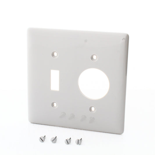 Hubbell NP17GY Gray 2-Gang Toggle Switch Single 1.406" Outlet Standard Wallplate